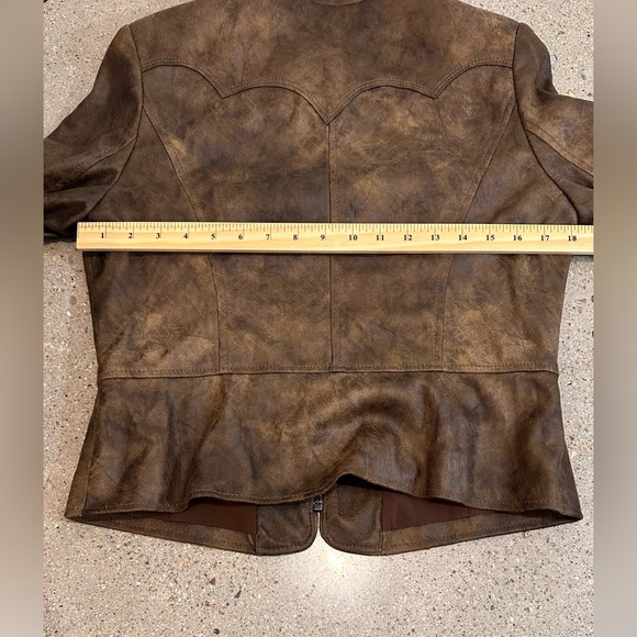 Western style faux leather jacket brown w beads and zipper size small to medium - Picture 12 of 16